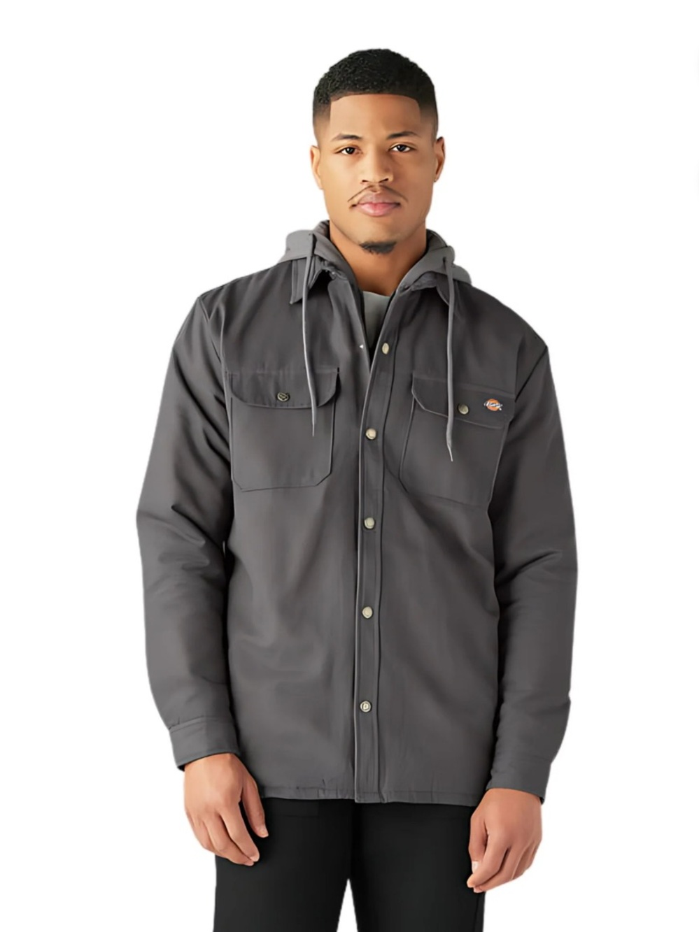 Dickies Duck Grey Hooded Shirt Jacket Canvas Fleece Hood Quilted Lining- 2XL